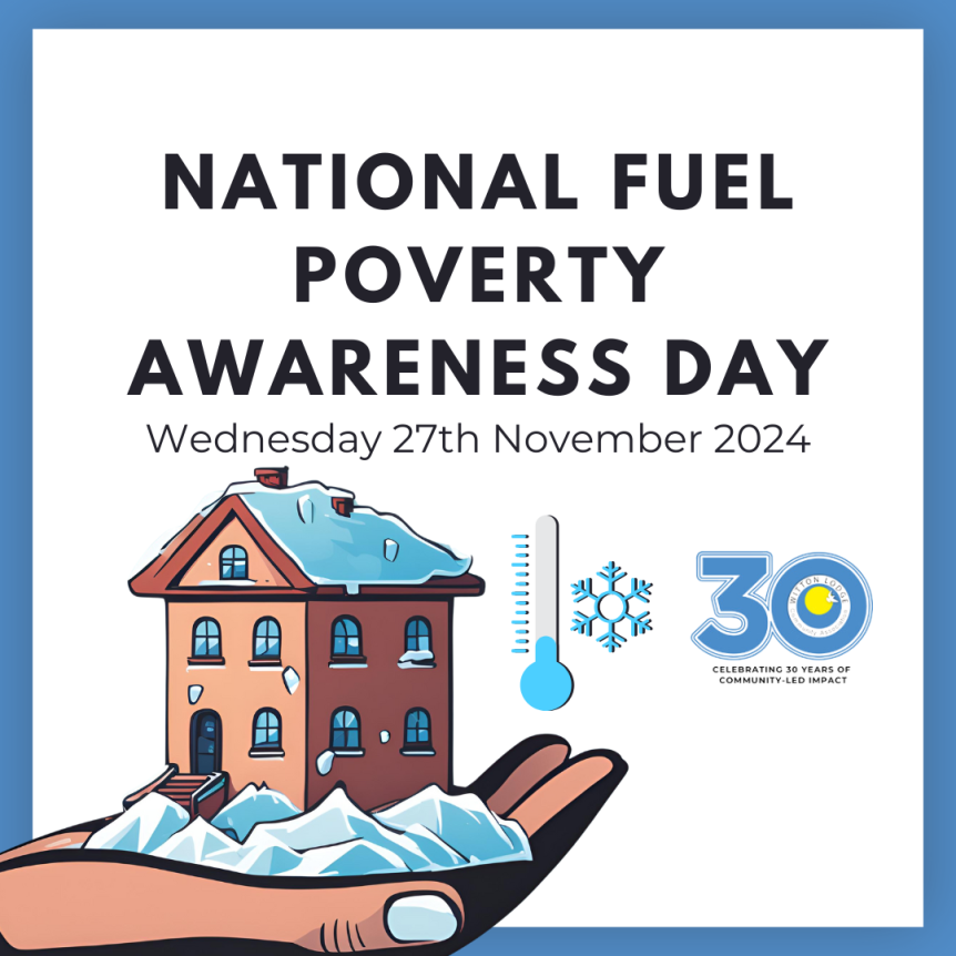 National Fuel Poverty Awareness Day graphic with a house covered in snow.