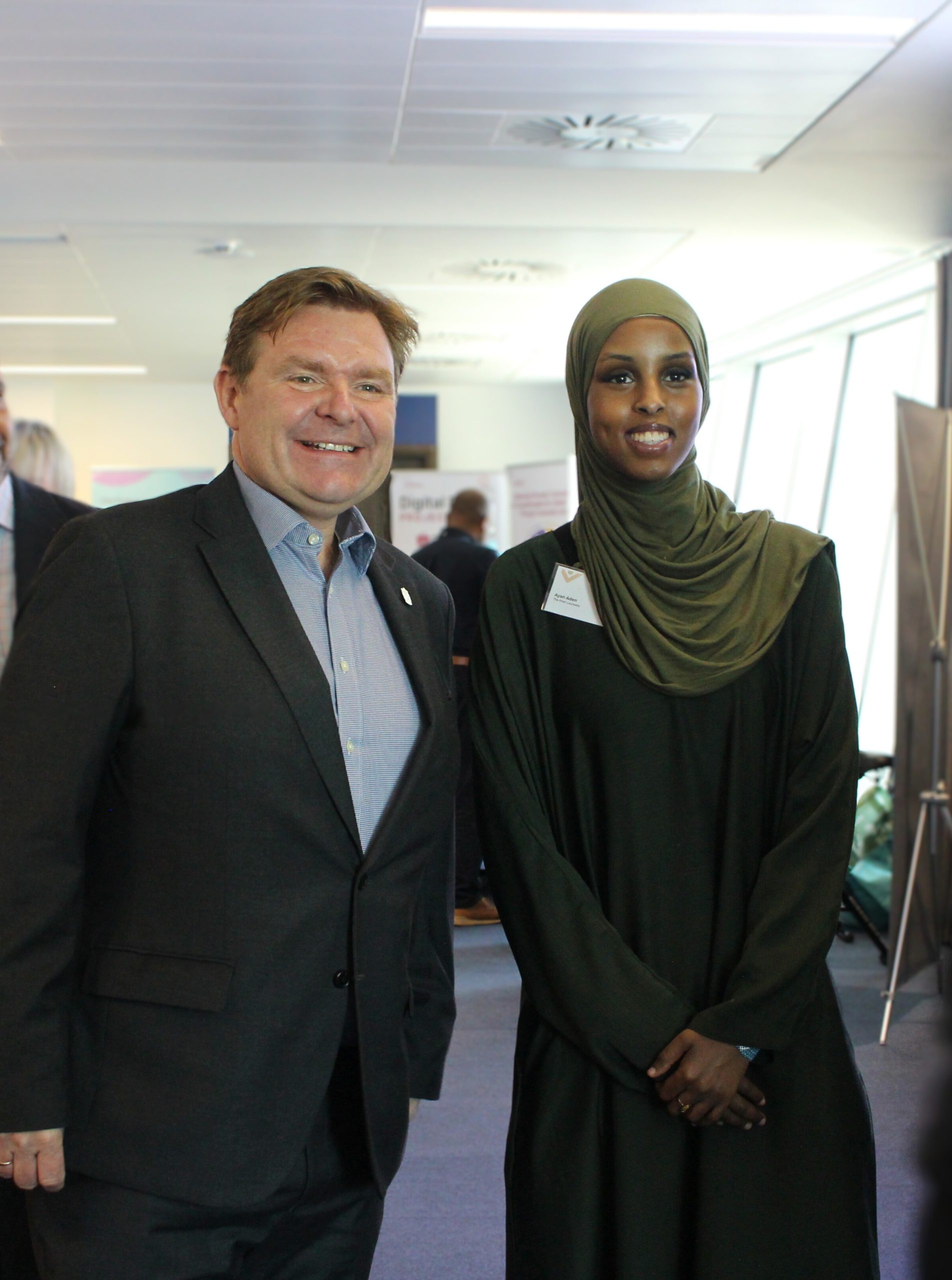 John Cotton, Leader of Birmingham City Council and Ayan Aden, Birmingham Poet Laureate