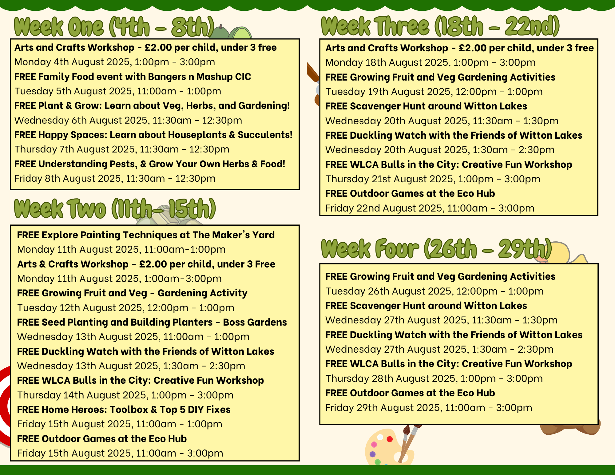 The inside of the Active August flyer.